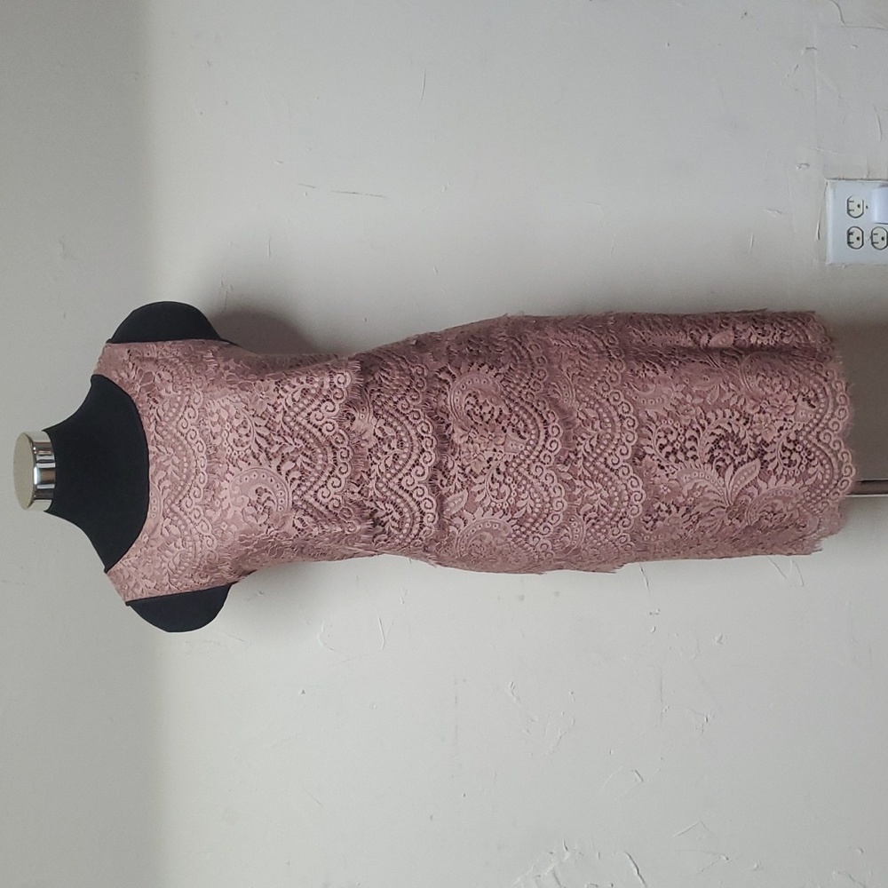 #0093- LOFT Sleeveless Lace Dress 
Color Mauve
Size 14